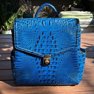 Royal blue Brahmin crocodile leather backpack gently used like new condition